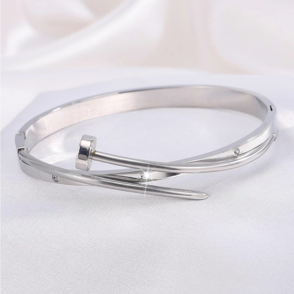 Elegant Silver Nail Bracelet